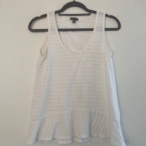 3 for $18 Lilla P White Burnout Stripe Peplum Hem Tank M EUC